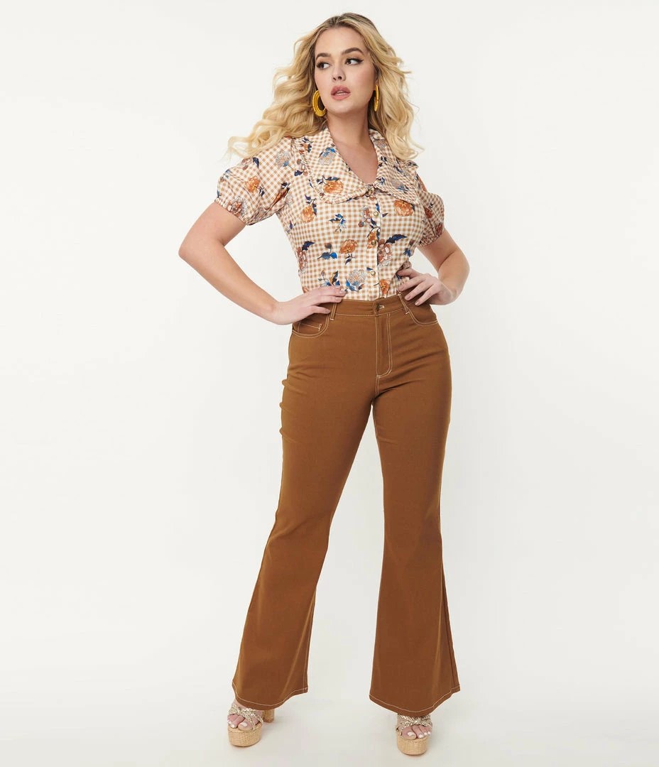 Sale Unique Vintage Camel Brown Majors Flare Pants
