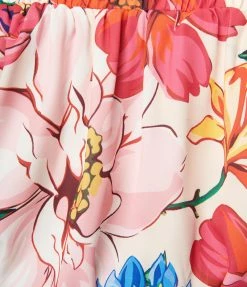 Sale Unique Vintage Plus Size Ivory & Orange Floral Print Sweet Stuff Crop Top