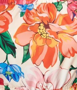 Unique Vintage Ivory & Orange Floral Print Sweet Stuff Crop Top Sale