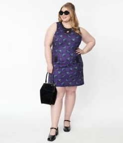 Smak Parlour Plus Size Death Head Moth Print Mini Dress