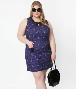 Smak Parlour Plus Size Death Head Moth Print Mini Dress
