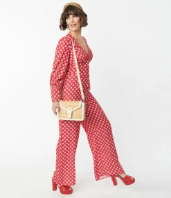 SHEEN Clothing Ltd Sale Red & Hawana Floral Print Jumpsuit