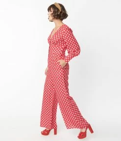SHEEN Clothing Ltd Sale Red & Hawana Floral Print Jumpsuit