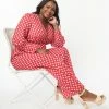 SHEEN Clothing Ltd Plus Size Red & Hawana Floral Print Jumpsuit