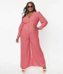 SHEEN Clothing Ltd Plus Size Red & Hawana Floral Print Jumpsuit