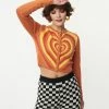 Bailey Rose Orange Heart Stripe Cardigan Sale