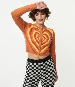 Bailey Rose Orange Heart Stripe Cardigan Sale