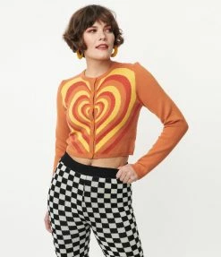 Bailey Rose Orange Heart Stripe Cardigan Sale