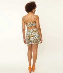 Bailey Rose White & Mustard Mod Floral Cutout Mini Dress