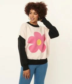 Bailey Rose Sale Black & Pink Flower Sweater