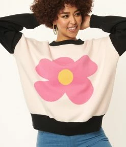 Bailey Rose Sale Black & Pink Flower Sweater