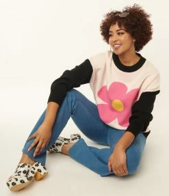 Bailey Rose Sale Black & Pink Flower Sweater