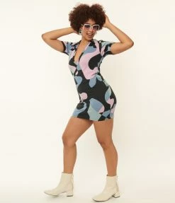 Motel Purple & Blue Swirl Mini Dress Sale