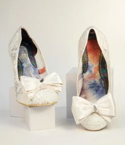 Design Asylum Manufacturing (HK) Limited (Irregular Choice Shoes) Irregular Choice Ivory Bow Lace Bridal Heels