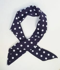 Unique Vintage Navy & White Dots Hair Scarf Hair Accessories