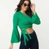 Flying Tomato Sale Green Knit Wrap Crop Top
