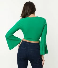 Flying Tomato Sale Green Knit Wrap Crop Top