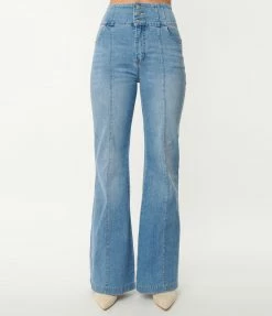 Flying Tomato Light Blue Denim High Waisted Flare Jeans Sale
