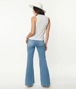 Flying Tomato Light Blue Denim High Waisted Flare Jeans Sale