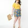 Sale Unique Vintage Plus Size Denim Floral What A Classic Mini Skirt