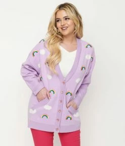 Unique Vintage Purple & Rainbows Aspen Cardigan