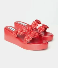 Collectif Heels & Wedges Lulu Hun Red Floral Leandra Wedge Sandal