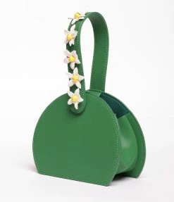 Collectif Lulu Hun Green Leatherette & Daisy Charlotte Handbag
