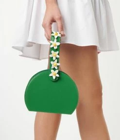 Collectif Lulu Hun Green Leatherette & Daisy Charlotte Handbag