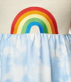 Unique Vintage Plus Size Ivory Crochet & Cloudy Sky Babydoll Dress