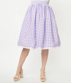 Pop Soda Sale Hell Bunny Purple Gingham Swing Skirt
