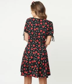 Pop Soda Sale Hell Bunny Black & Lolly Hearts Print Flare Dress