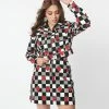 Pop Soda Hell Bunny Black & White Check & Strawberry Denim Jacket