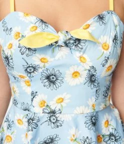 Pop Soda Hell Bunny Light Blue & Daisy Print Swing Dress Sale