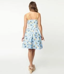 Pop Soda Hell Bunny Light Blue & Daisy Print Swing Dress Sale