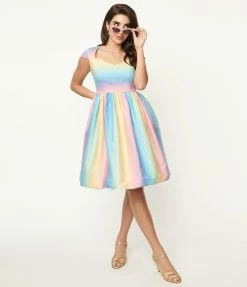 Pop Soda Hell Bunny 1950s Rainbow Ombre Swing Dress