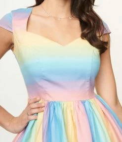Pop Soda Hell Bunny 1950s Rainbow Ombre Swing Dress