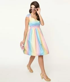 Pop Soda Hell Bunny 1950s Rainbow Ombre Swing Dress