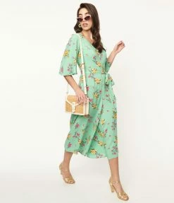 Pop Soda Hell Bunny Green & Pink Floral Jumpsuit