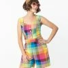 Pop Soda Hell Bunny 1950s Rainbow Check Crop Top Sale