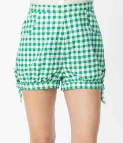 Sale Collectif 1950s Green Gingham Rylee Shorts