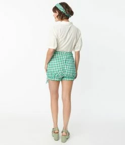 Sale Collectif 1950s Green Gingham Rylee Shorts
