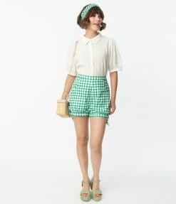Sale Collectif 1950s Green Gingham Rylee Shorts