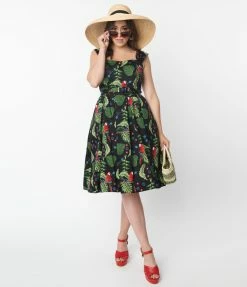 Collectif Parrot Paradise Print Jill Swing Dress Sale