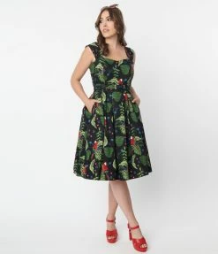 Collectif Parrot Paradise Print Jill Swing Dress Sale