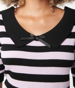 Collectif Black & Purple Stripe Babette Knit Top