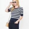 Sale Collectif Navy & Cream Stripe Lobster Chrissie Sweater