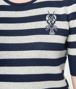 Sale Collectif Navy & Cream Stripe Lobster Chrissie Sweater