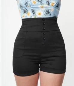 Collectif 1950s Black High Waist Nomi Shorts
