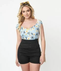 Collectif 1950s Black High Waist Nomi Shorts