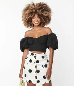 Collectif Black Eyelet Amoura Crop Top Sale